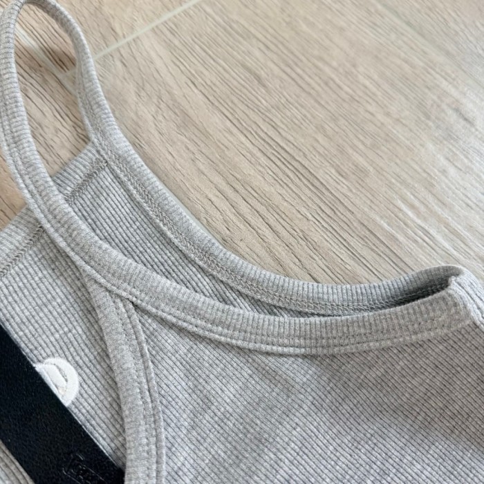 1:1 quality version Vintage Street Minimal Side Chest Embroidery Ribbed Stretch Spaghetti Strap Bodycon Dress Top For Girls 3 colors 29380202