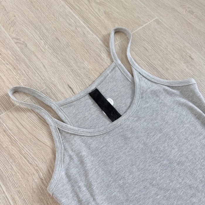 1:1 quality version Vintage Street Minimal Side Chest Embroidery Ribbed Stretch Spaghetti Strap Bodycon Dress Top For Girls 3 colors 29380202
