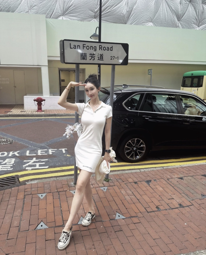 1:1 quality version Y2K Street Cross Gothic Letter Embroidery Ribbed Slim Fit Polo Dress 2 colors 29380249