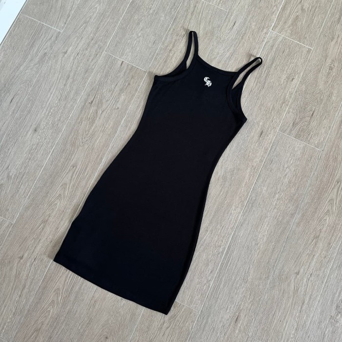 1:1 quality version Vintage Street Minimal Side Chest Embroidery Ribbed Stretch Spaghetti Strap Bodycon Dress Top For Girls 3 colors 29380202