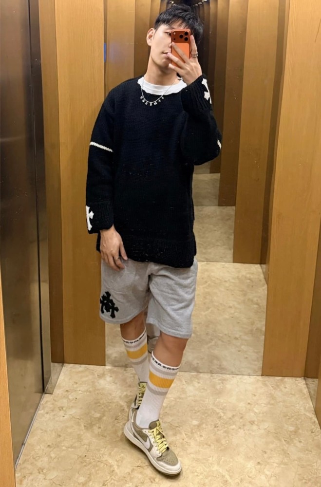 1:1 quality version Multi Cross Pattern Pocket Sheepskin Texture Fleece Casual Sweat Shorts 29380271