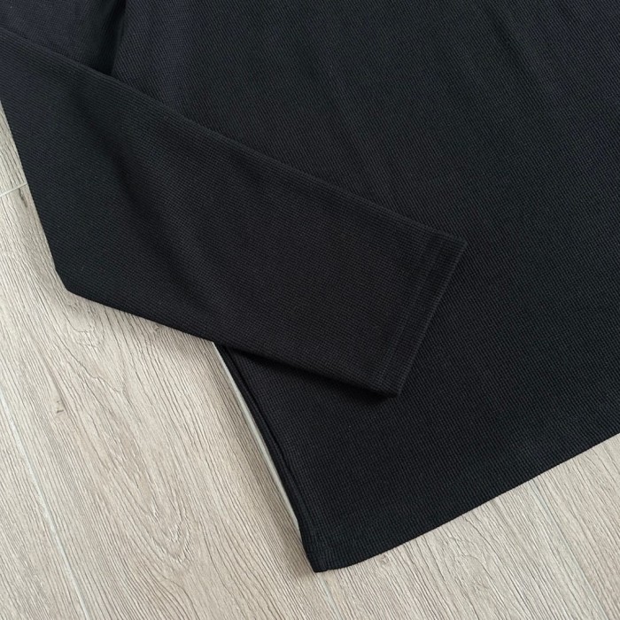 1:1 quality version Gothic Cross Letter Print Ribbed Half Button Henley Waffle Knit Long Sleeve T-Shirt 29380367