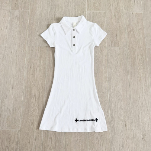 1:1 quality version Y2K Street Cross Gothic Letter Embroidery Ribbed Slim Fit Polo Dress 2 colors 29380249
