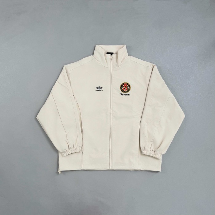 1:1 quality version Vintage Football Collaborative Emblem Print Zip Up Stand Collar Windbreaker Jacket & Pants Set 29382539