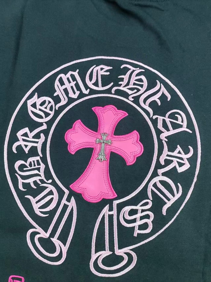 Sanskrit Cross Pink Leather Label Embroidery Tee 3 colors 28884595