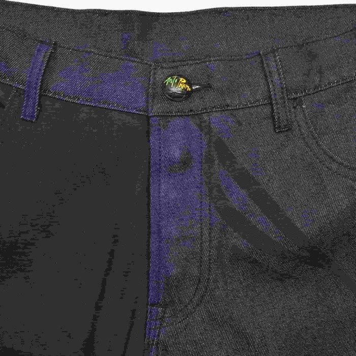 1:1 quality version Matty Boy Checkerboard Black And Blue Patchwork All-Seeing Eye Straight Leg Jeans 29382887