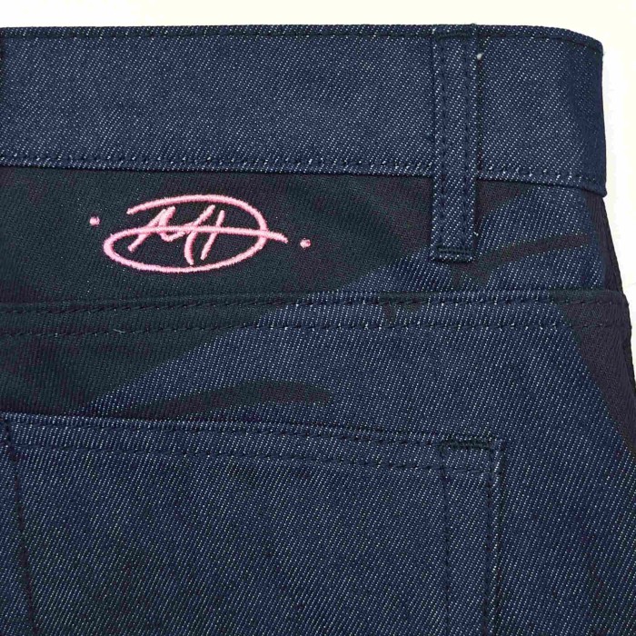 1:1 quality version Matty Boy Checkerboard Black And Blue Patchwork All-Seeing Eye Straight Leg Jeans 29382887