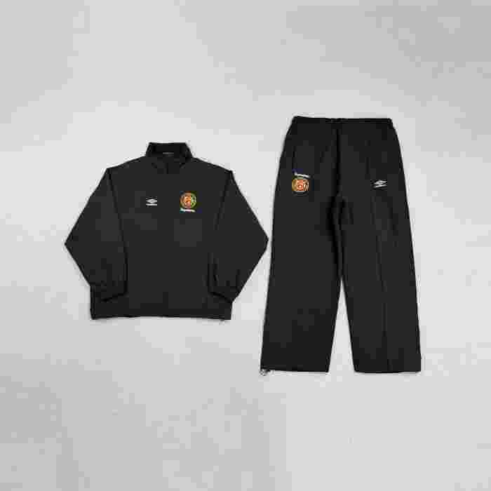 1:1 quality version Vintage Football Collaborative Emblem Print Zip Up Stand Collar Windbreaker Jacket & Pants Set 29382539