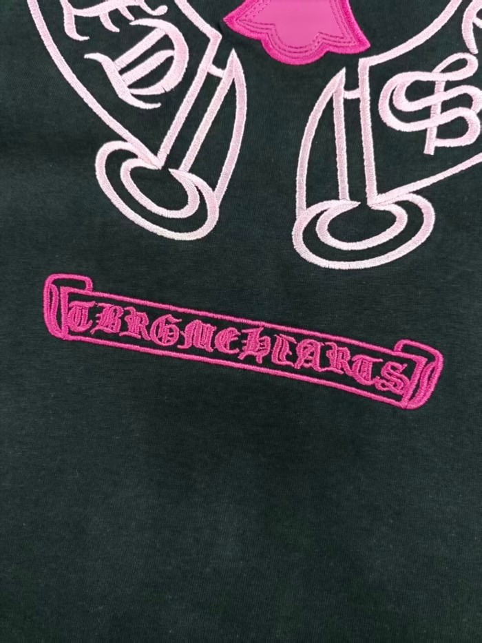 Sanskrit Cross Pink Leather Label Embroidery Tee 3 colors 28884595