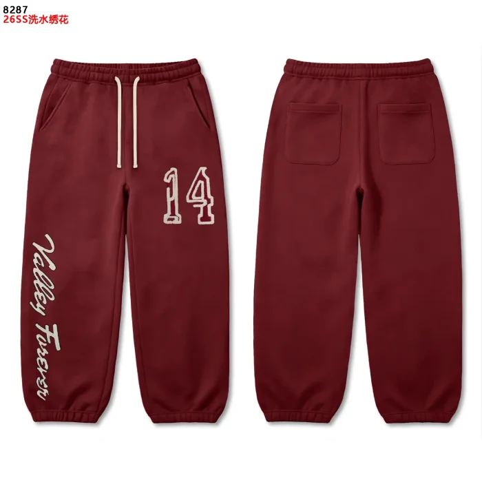 Vintage Streetwear Washed Script Letter Embroidery Elastic Drawstring Cuff Jogger Sweatpants 3 colors 29383988
