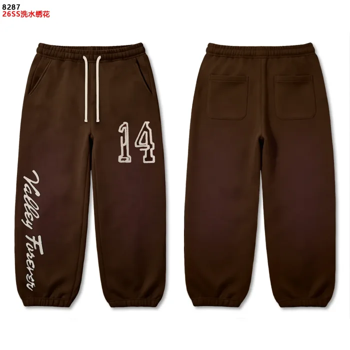 Vintage Streetwear Washed Script Letter Embroidery Elastic Drawstring Cuff Jogger Sweatpants 3 colors 29383988