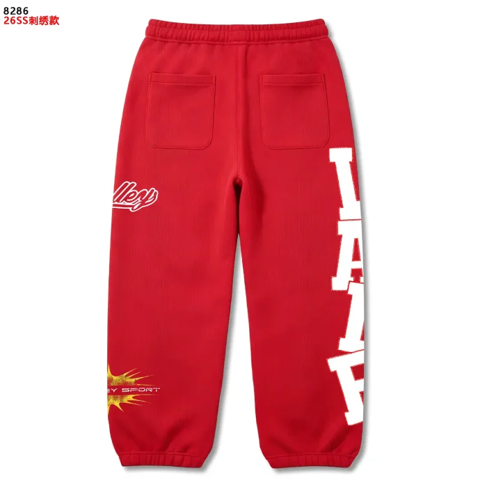American Street Style White Bold Letter Print Yellow Crackle Pattern Cursive Embroidered Drawstring Sweatpants 3 colors 29383867