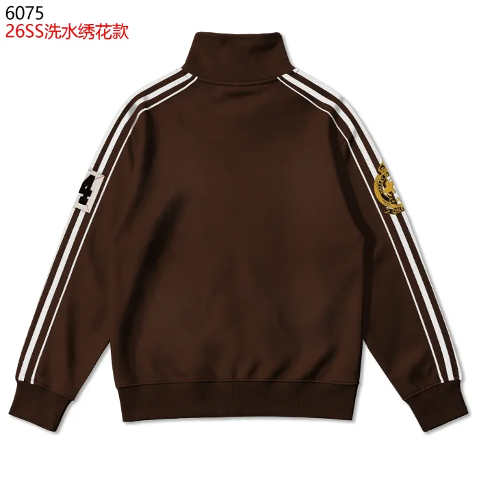 American Sporty Red Embroidered Letter White Side Stripe Washed Stand Collar Zip Up Hoodie 3 colors 29384009