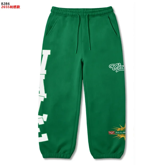 American Street Style White Bold Letter Print Yellow Crackle Pattern Cursive Embroidered Drawstring Sweatpants 3 colors 29383867