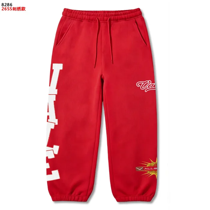 American Street Style White Bold Letter Print Yellow Crackle Pattern Cursive Embroidered Drawstring Sweatpants 3 colors 29383867