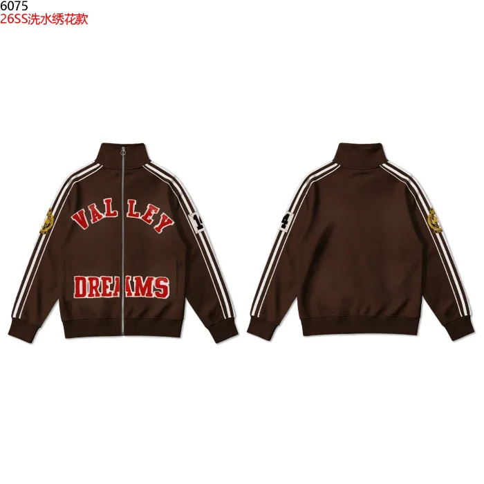 American Sporty Red Embroidered Letter White Side Stripe Washed Stand Collar Zip Up Hoodie 3 colors 29384009