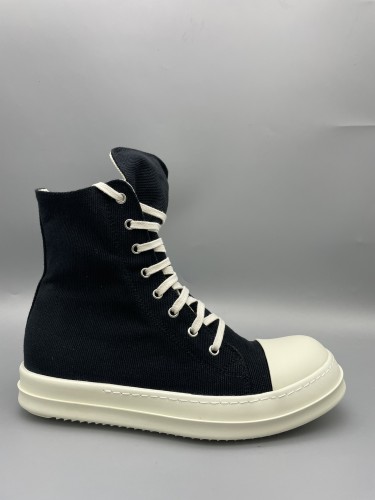 [plus-size shoes] 1:1 quality version DRKSHDW Ramones Side Zipper Platform Thick Sole Black Canvas Unisex High Top Sneakers 29385483