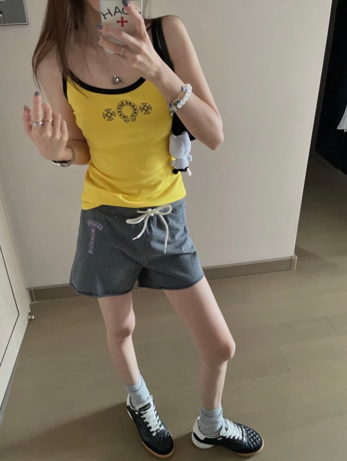 1:1 quality version American Casual Street Pink Arc Letter Graphic Drawstring Raw Edge Sweat Shorts for giarls 29392548
