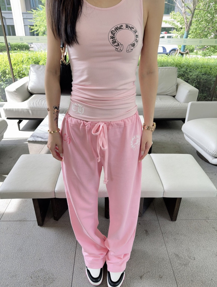 1:1 quality version Letter Logo Back Heart Totem Print Wide Leg Fleece Sweatpants for girls 29392501