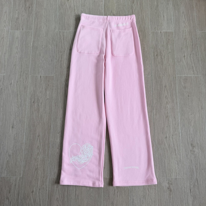 1:1 quality version Letter Logo Back Heart Totem Print Wide Leg Fleece Sweatpants for girls 29392501