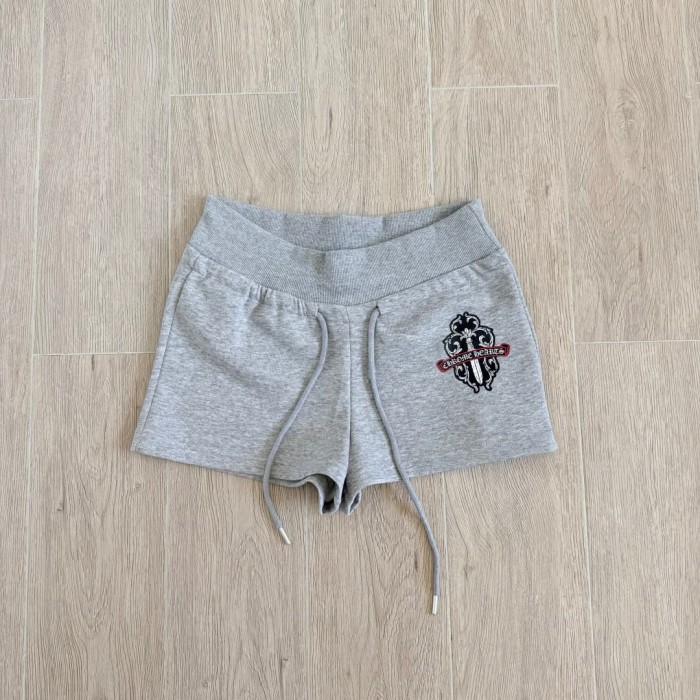 1:1 quality version Streetwear Grey Dagger Floral Embroidery Drawstring Sweat Shorts for girls 29392542