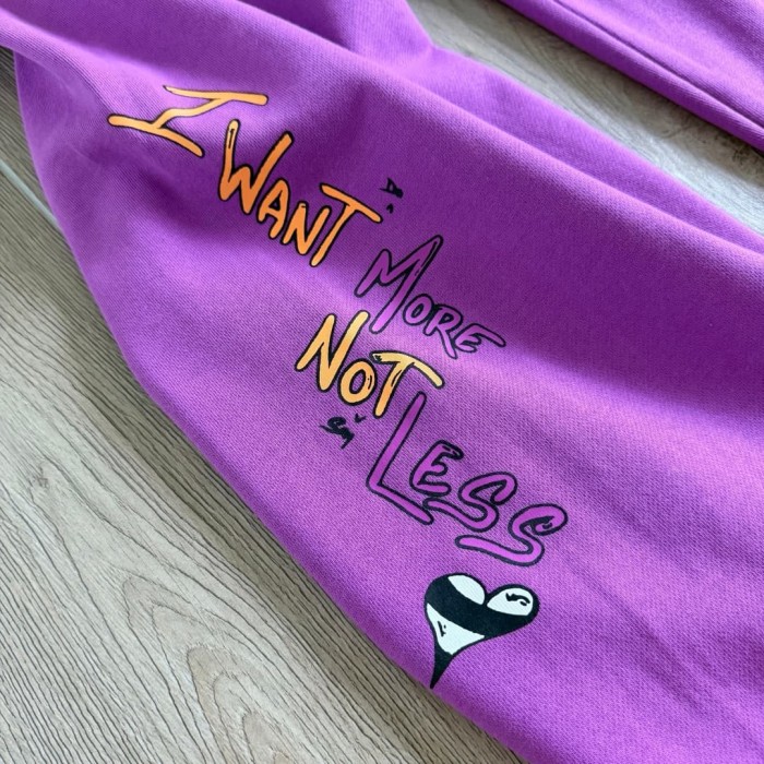 1:1 quality version Streetwear Purple Color Graffiti Slogan Poker Print Wide Leg Drawstring Casual Sweatpants 29392390