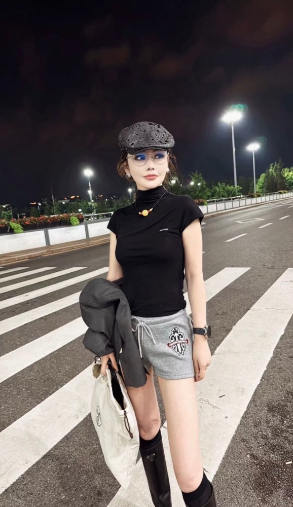 1:1 quality version Streetwear Grey Dagger Floral Embroidery Drawstring Sweat Shorts for girls 29392542