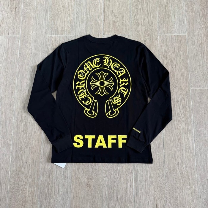 1:1 quality version Back Horseshoe STAFF Fluorescent Pink Cross Flower Print Long Sleeve Tee 3 colors 29334509
