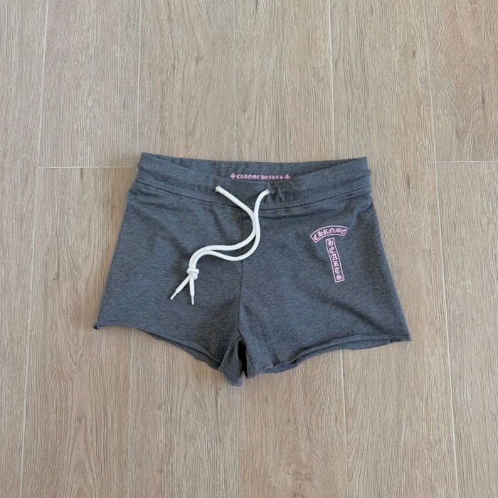 1:1 quality version American Casual Street Pink Arc Letter Graphic Drawstring Raw Edge Sweat Shorts for giarls 29392548