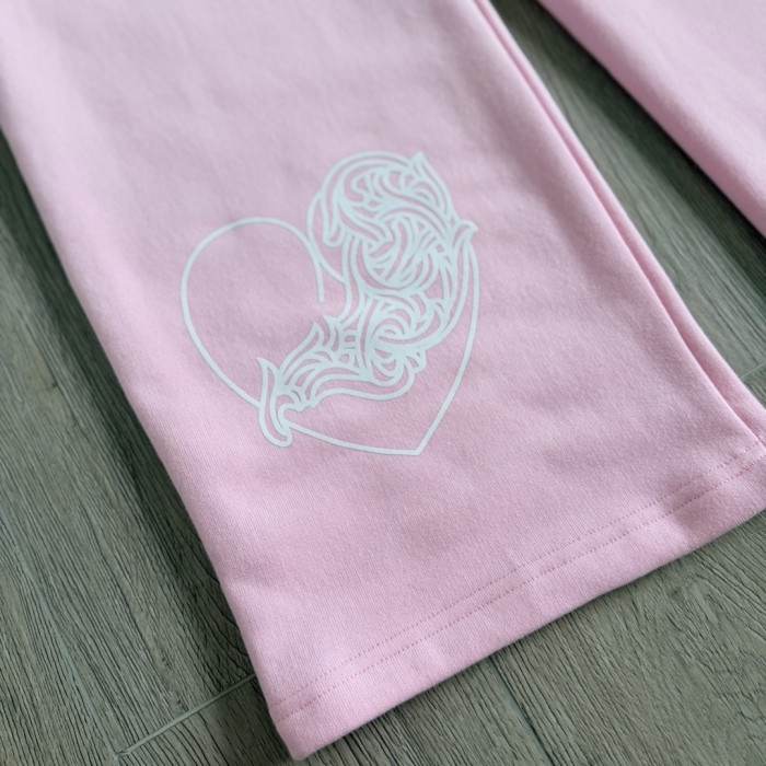 1:1 quality version Letter Logo Back Heart Totem Print Wide Leg Fleece Sweatpants for girls 29392501