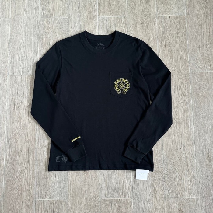 1:1 quality version Back Horseshoe STAFF Fluorescent Pink Cross Flower Print Long Sleeve Tee 3 colors 29334509