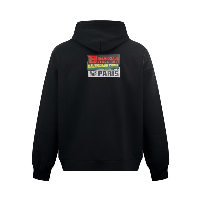 1:1 quality version High Street Vintage Front Multi Sticker Letter Back Patch Label Letter Print Hoodie 29395009