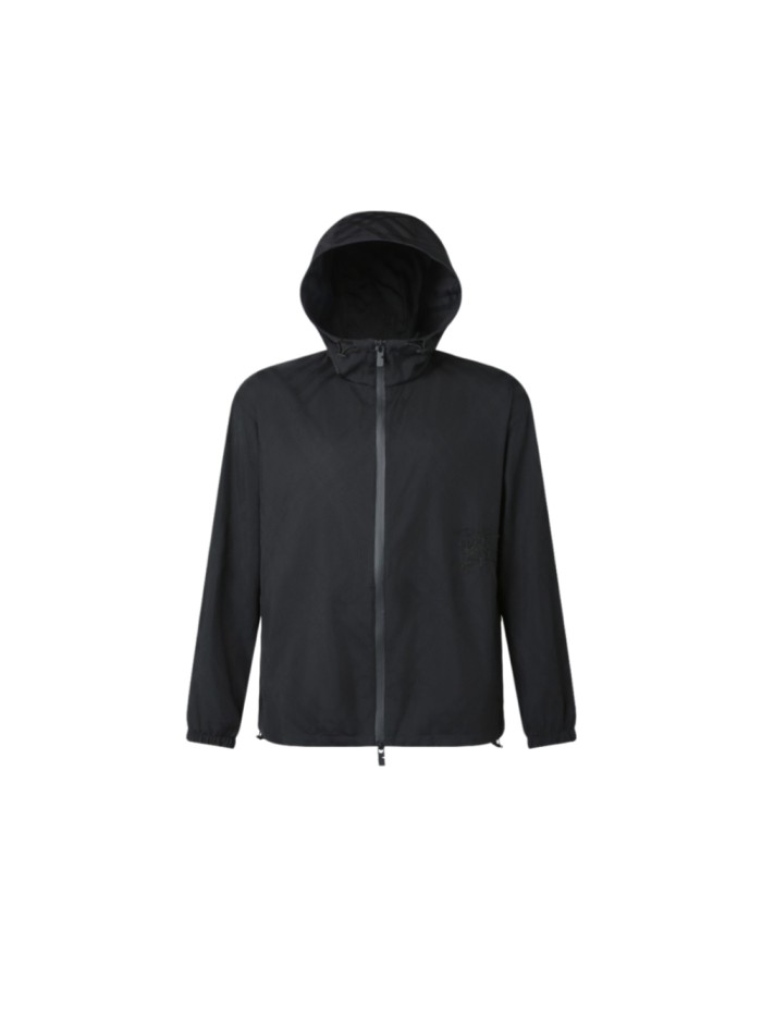 1:1 quality version Jacquard Twill Plaid Embroidered Zip Drawstring Hooded Jacket 29395221