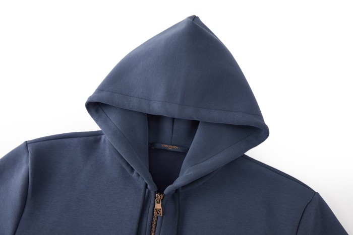 1:1 quality version Minimalist Street Front Small Embroidery Logo Back Plain Full Zip Drawstring Hoodie 29395031