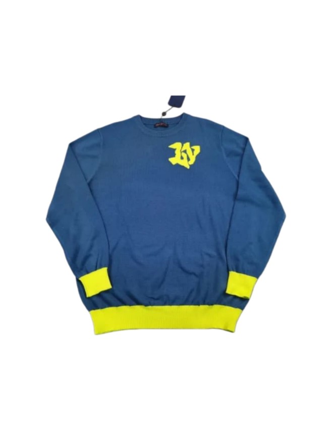 [50% Off] Yellow and Blue Color Collision Crew Neck Sweatshirt