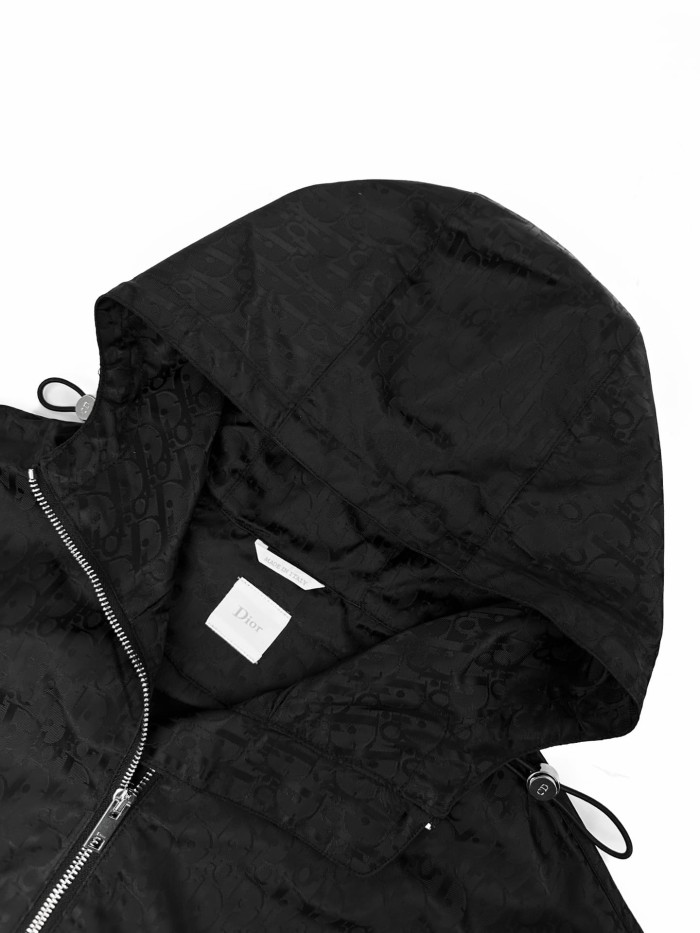 1:1 quality version All‑Over Embossed Monogram Pattern Cropped Drawstring Hood Zip Jacket 2 colors 29395194