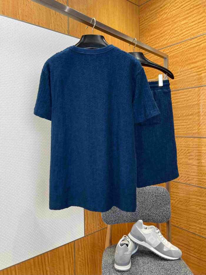 1:1 quality version Cotton Terry All Over Jacquard Short Sleeve & Shorts Set 2 colors 29107494