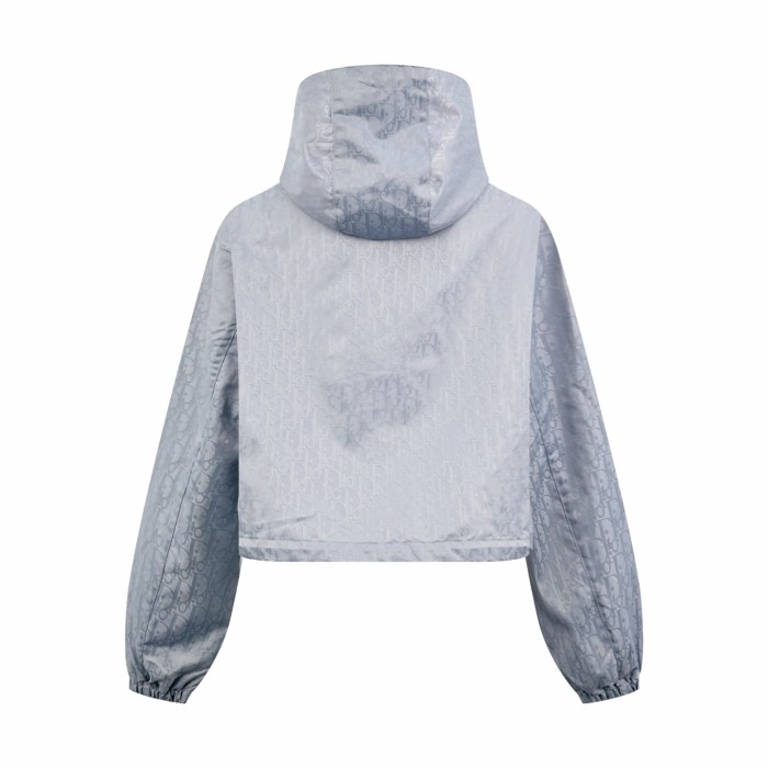 1:1 quality version All‑Over Embossed Monogram Pattern Cropped Drawstring Hood Zip Jacket 2 colors 29395194