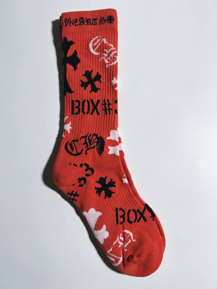 1:1 quality version Cross Letter Cotton Stretch Thick Rib‑Knit Unisex Trendy Mid‑Crew Socks 3 Pairs Per Card 29399293