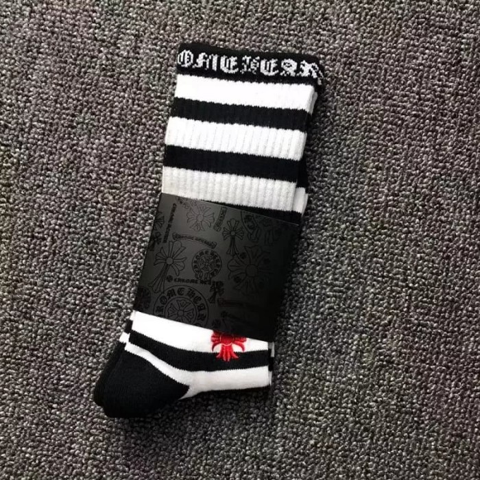 1:1 quality version Color‑Block Stripe Cross Embroidery Rib‑Knit Mid‑Crew Socks 3 Pairs Per Card 29399311