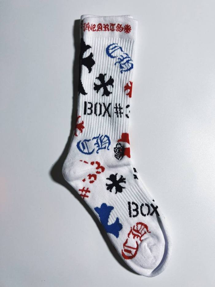 1:1 quality version Cross Letter Cotton Stretch Thick Rib‑Knit Unisex Trendy Mid‑Crew Socks 3 Pairs Per Card 29399293