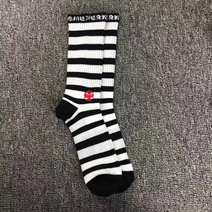 1:1 quality version Color‑Block Stripe Cross Embroidery Rib‑Knit Mid‑Crew Socks 3 Pairs Per Card 29399311