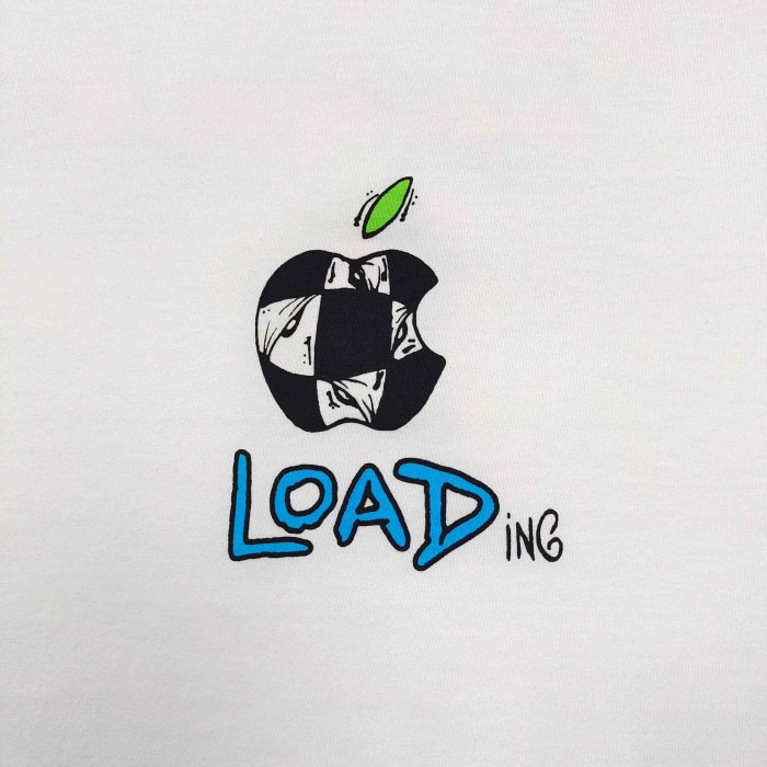 1:1 quality version Loading Graffiti‑Font Checkerboard Apple Print T-shirt 29409223