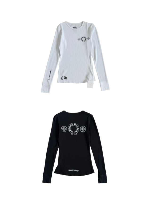 1:1 quality version Horseshoe‑Ring Cross‑Flower‑Slogan‑Prin Waffle Knit Long Sleeve Tee for girls 2 colors 29426217