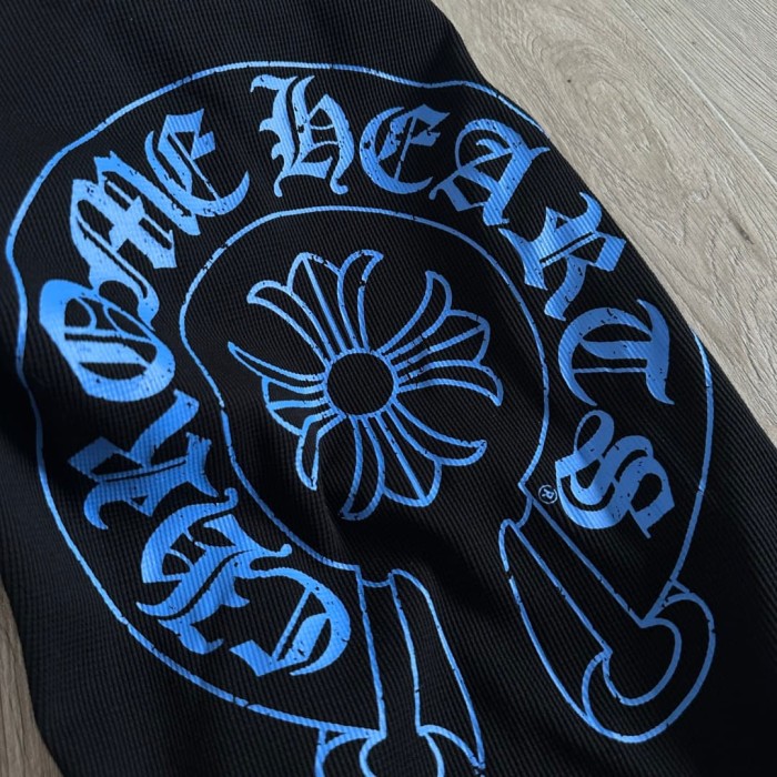 1:1 quality version Blue Horseshoe‑Ring Cross‑Flower‑Print Waffle‑Knit Fitted Long Sleeve Tee for girls 29426214
