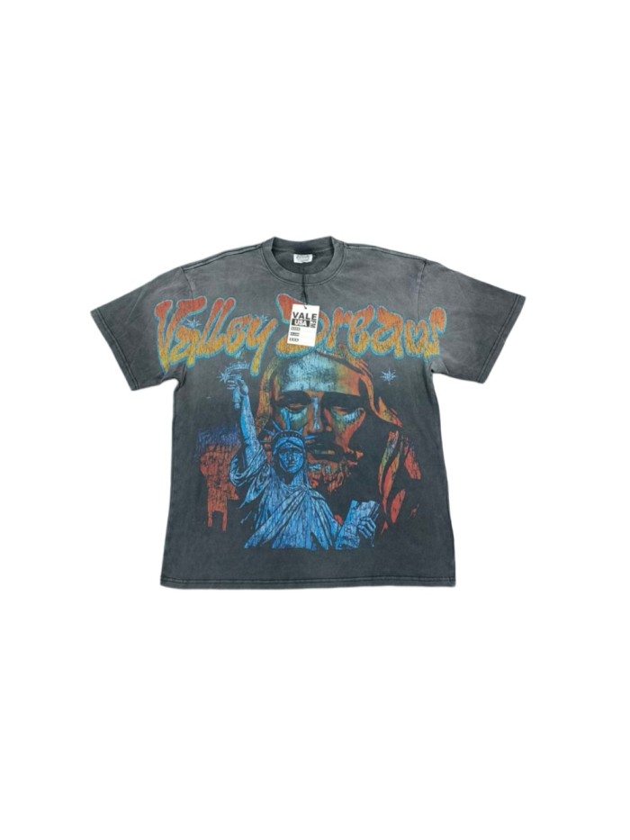 Jesus And Statue Of Liberty Print Washed Tee 29047381