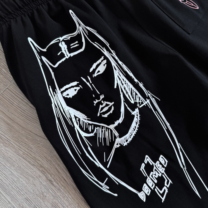 1:1 quality version Cross Cartoon Girl Slogan Print Drawstring Wide Leg Sweat Pants for girls 29456654