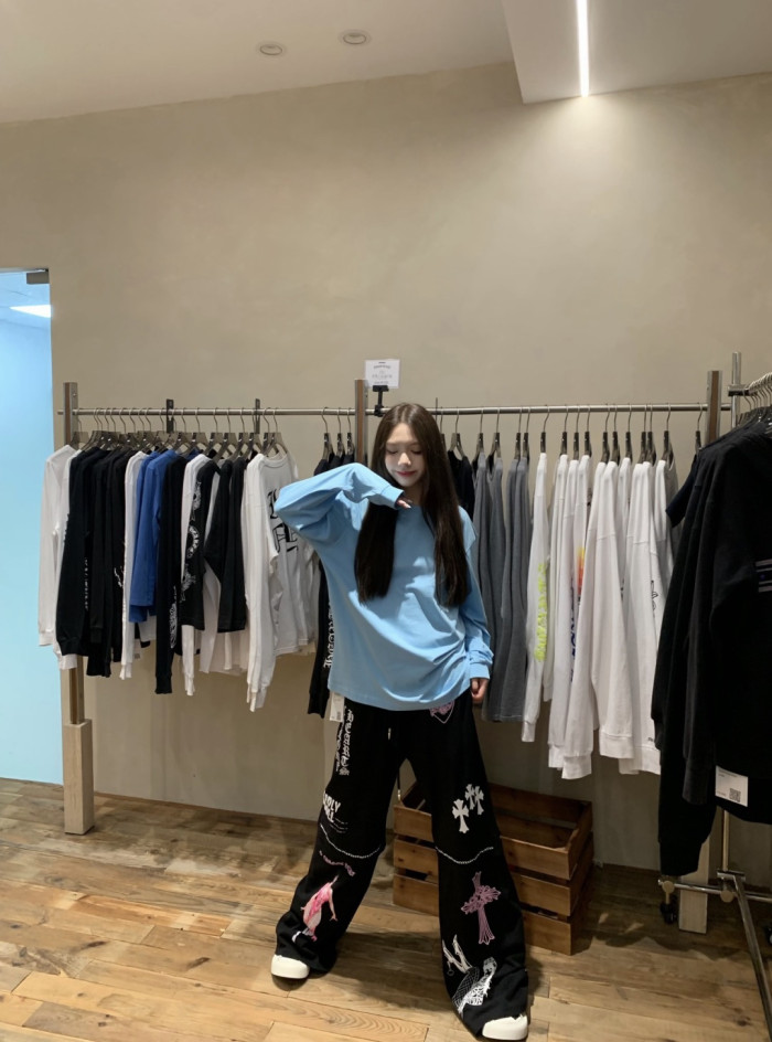 1:1 quality version Cross Cartoon Girl Slogan Print Drawstring Wide Leg Sweat Pants for girls 29456654