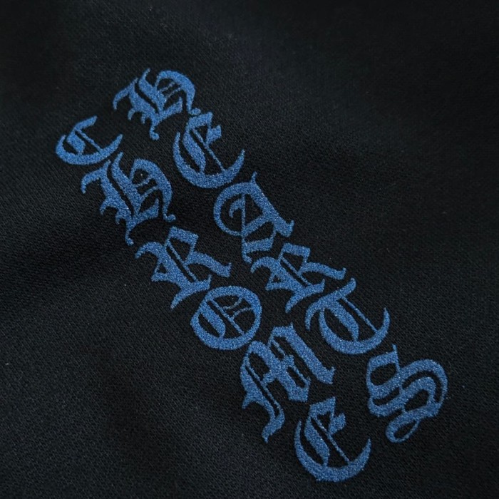 1:1 quality version Dual Sleeve Blue Gothic Script Letter Print Drawstring Pullover Unisex Hoodie 29456617