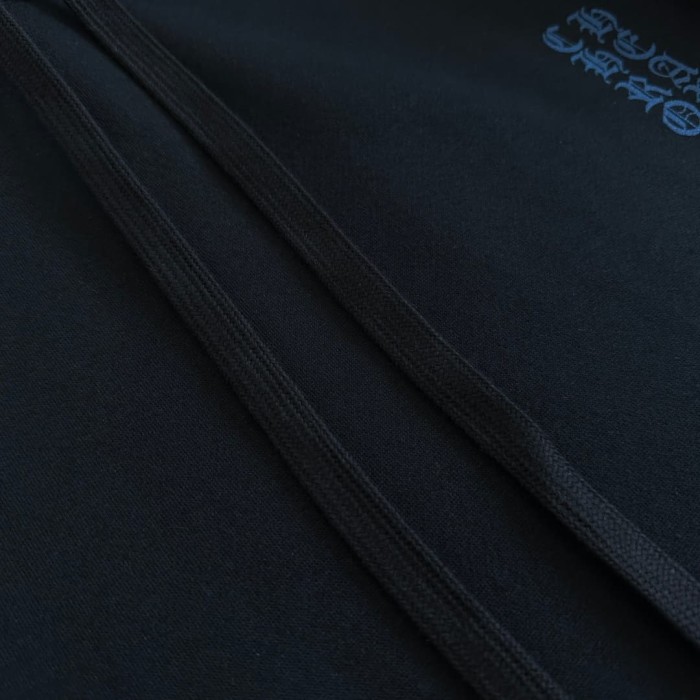 1:1 quality version Dual Sleeve Blue Gothic Script Letter Print Drawstring Pullover Unisex Hoodie 29456617